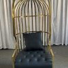 WENDING gold birdcage throne chair black Chesterfield tufted wedding VIP seat