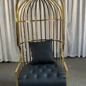 WENDING gold birdcage throne chair black Chesterfield tufted wedding VIP seat