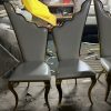 WENDING gold crown wave-top high-back banquet chair grey leather cabriole wedding chair