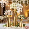 Gold hourglass double-funnel flower stands hotel wedding 45 degree hourglass form warm spotlights