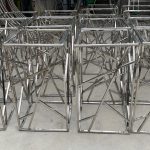 WENDING silver diagonal crosshatch square pedestal stand geometric mesh wedding flower base