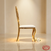 Gold oval cutout dining chair side view luxury event space cabriole leg silhouette marble