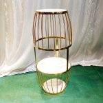 WENDING gold birdcage double-tier gourd wedding display stand cake floral centrepiece champagne gold