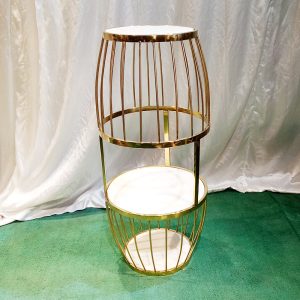 WENDING gold birdcage double-tier gourd wedding display stand cake floral centrepiece champagne gold