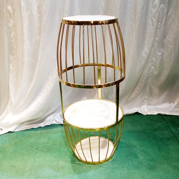 WENDING gold birdcage double-tier gourd wedding display stand cake floral centrepiece champagne gold