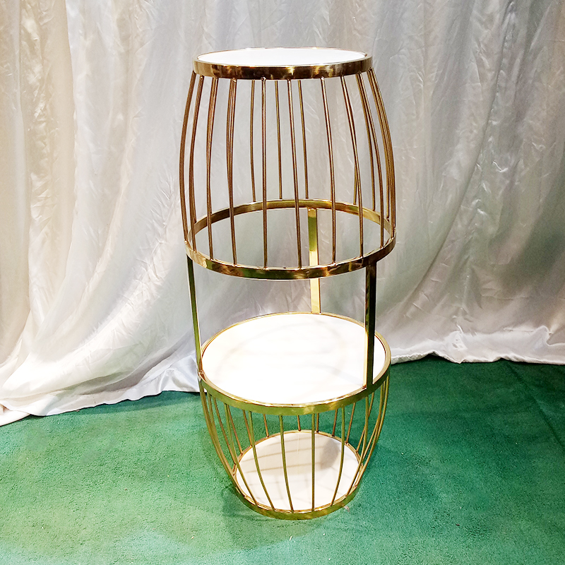 WENDING gold birdcage double-tier gourd wedding display stand cake floral centrepiece champagne gold