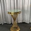 WENDING gold spiral twisted column cocktail flower stand Greek key rim wedding pedestal