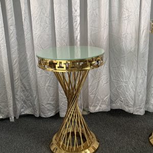 WENDING gold spiral twisted column cocktail flower stand Greek key rim wedding pedestal