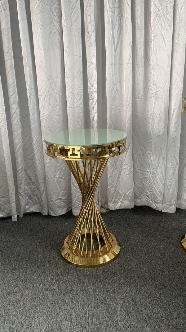 WENDING gold spiral twisted column cocktail flower stand Greek key rim wedding pedestal
