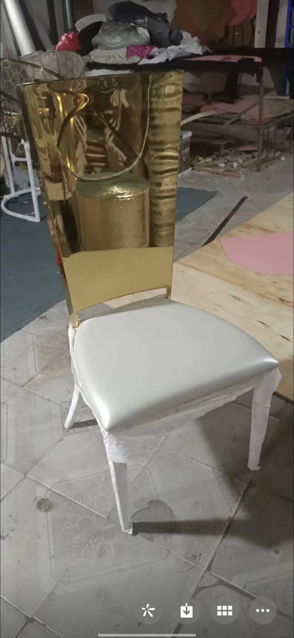 WENDING gold mirror backrest white-leg modern dining chair luxury hotel banquet chair