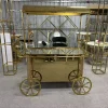 Gold wedding candy cart side view - mirror finish stainless steel dessert display trolley