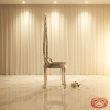 Silver gothic pointed arch chair side view luxury event dramatic tall silhouette warm light marble