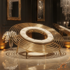 Concentric ring sofa hotel VIP lounge 45 degree Saturn rings layered structure unique focal point