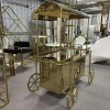 Gold wedding candy cart detail - tempered glass surface decorative arch top wedding dessert cart