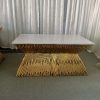 WENDING gold fountain tube-bundle base marble-top dining table sculptural hotel table