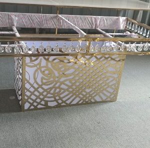 WENDING gold rose-carved crystal-pendant signing table luxury wedding welcome desk