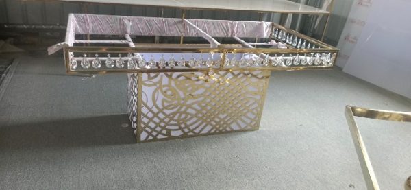 WENDING gold rose-carved crystal-pendant signing table luxury wedding welcome desk