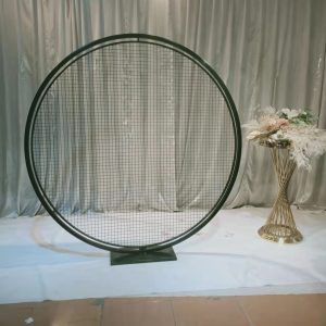 WENDING dark green circle wire mesh moon gate botanical garden wedding arch stainless steel