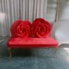 WENDING red velvet double rose sculptural wedding sofa Chinese luxury bride loveseat