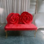 WENDING red velvet double rose sculptural wedding sofa Chinese luxury bride loveseat