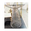 WENDING rose gold cage-base round cocktail bar table wire frame glass top stand
