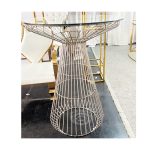 WENDING rose gold cage-base round cocktail bar table wire frame glass top stand