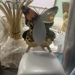 WENDING gold bamboo-node high-back banquet chair trapezoidal white PU wedding chair