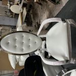 WENDING silver stud-rim oval armchair white PU leather hotel banquet dining chair