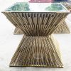 WENDING gold radial tube bundle square bar table luxury X-hourglass stand