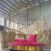 WENDING gold birdcage luxury indoor swing chair rose-pink velvet wedding swing
