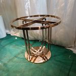 WENDING rose gold curved slat cage round pedestal wedding floral display stand