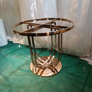 WENDING rose gold curved slat cage round pedestal wedding floral display stand