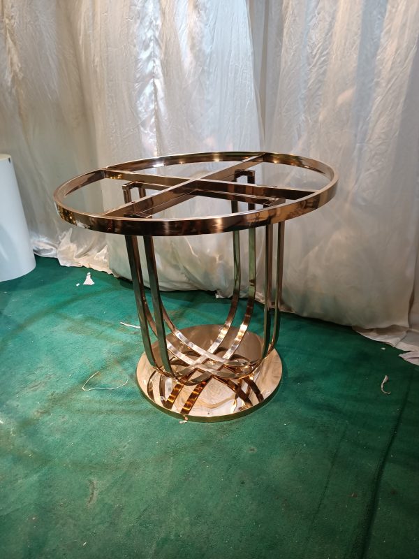WENDING rose gold curved slat cage round pedestal wedding floral display stand