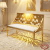 Gold perforated double bench hotel VIP wedding 45 degree circle cutout pattern light spots