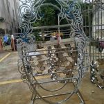 WENDING silver baroque oval display rack acanthus crown fish-scale wedding wine shelf