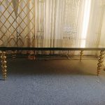 WENDING gold ball-node column leg black mirror dining table opulent banquet table