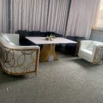 WENDING white gold circular ring frame single sofa set Art Deco hotel lounge chair