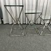 WENDING silver geometric triangle X-frame display stand set 3-piece glass top wedding pedestal