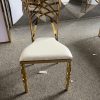 WENDING gold radial spider-web backrest banquet chair ornate cutout wedding dining chair front view