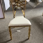 WENDING gold radial spider-web backrest banquet chair ornate cutout wedding dining chair front view
