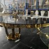 WENDING gold carved acanthus skirt round banquet table black mirror top royal wedding table