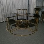 WENDING gold semi-circular arc dessert station crescent wedding cake display table