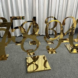 WENDING gold calligraphy number standees champagne mirror wedding table markers