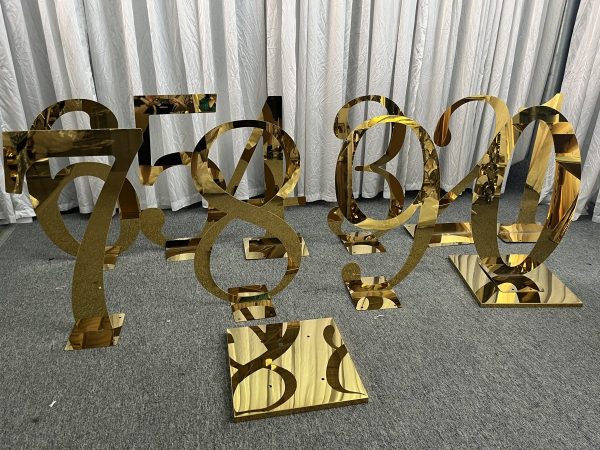 WENDING gold calligraphy number standees champagne mirror wedding table markers