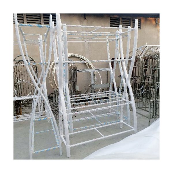 WENDING white trapezoidal X-cross champagne tower display rack wedding tier stand