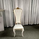 WENDING white gold crown-top diamond-tufted throne wedding chair bridal main seat