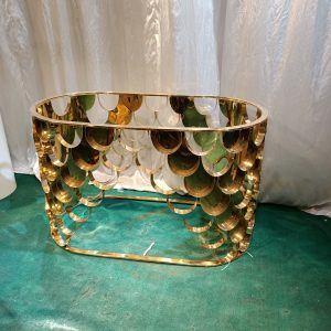 WENDING gold fish-scale layered rectangular floral box scallop panel wedding vase