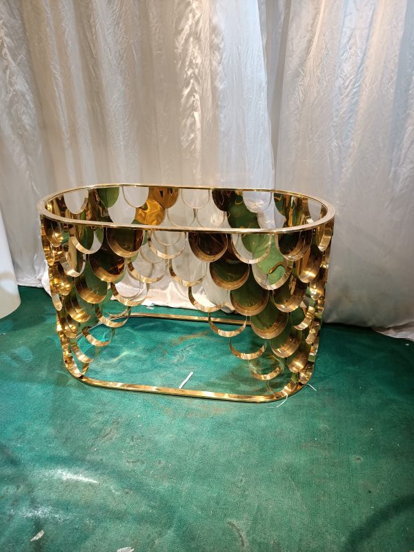 WENDING gold fish-scale layered rectangular floral box scallop panel wedding vase