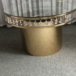 WENDING matte gold round crystal-pendant cake table cylindrical pedestal wedding display