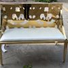 WENDING gold perforated double loveseat bench wide circle-cutout wedding sweetheart bench